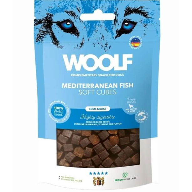 WOOLF SOFT CUBES лакомство за куче - меки кубчета, Риба Средиземноморска (монопротеин), 100г main product photo