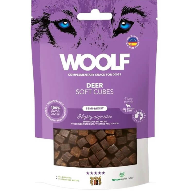 WOOLF SOFT CUBES лакомство за куче - меки кубчета, Елен (монопротеин), 100г main product photo