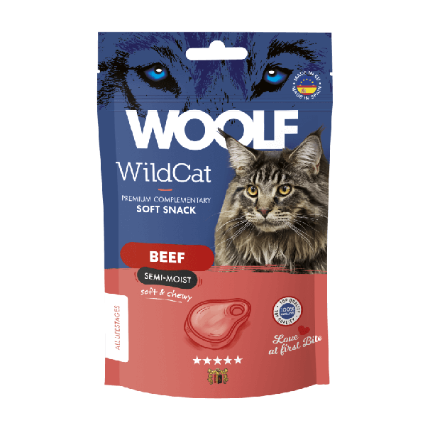 WOOLF WILDCAT SOFT SNACK - полувлажно лакомство за котка, Говеждо, 50г main product photo