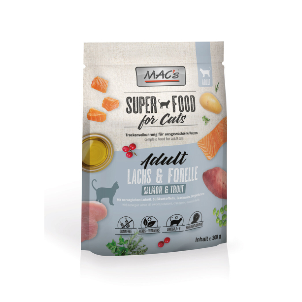 MAC'S CAT ADULT - за пораснали котки, Сьомга и Пъстърва, 300г main product photo