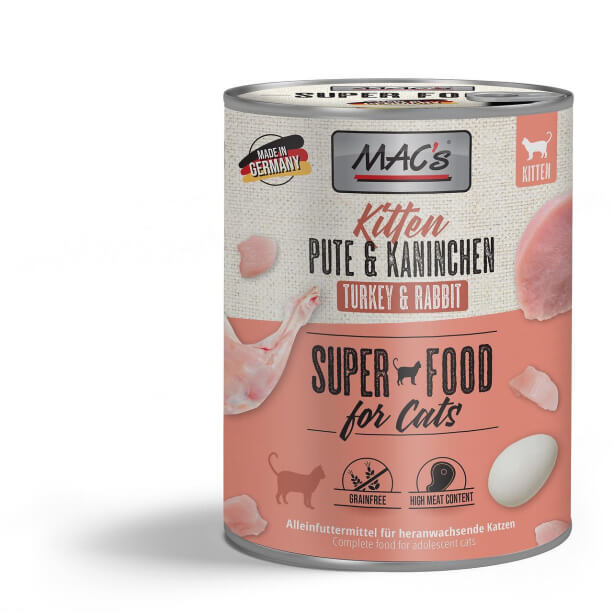 MAC'S CAT KITTEN - за подрастващи котки, Пуешко и Заешко, консерва 800г main product photo