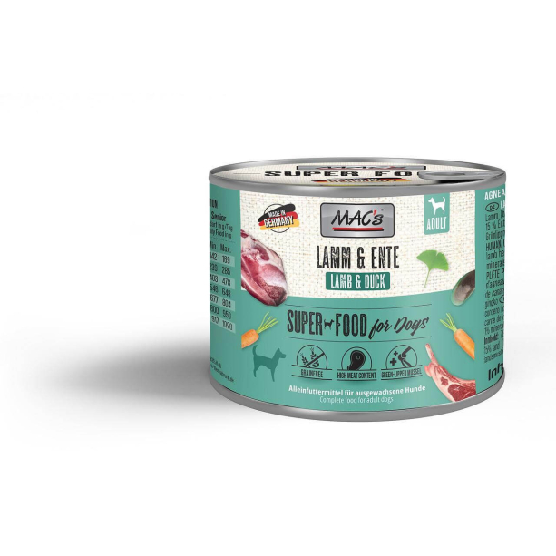 MAC'S DOG ADULT - за пораснали кучета, Агне и Патица, консерва 200г main product photo