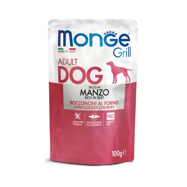 MONGE GRILL DOG ADULT - хапки за пораснали кучета, с Телешко, пауч100г main product photo