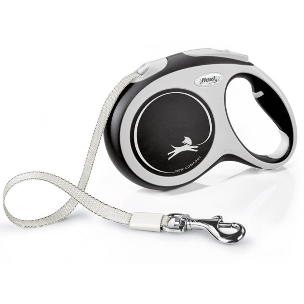 FLEXI COMFORT ЛЕНТА L - автоматичен повод за куче, черно, 5 м/60 кг main product photo