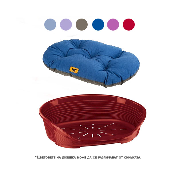FERPLAST SIESTA DELUXE 8 - пластмасово легло с дюшек за кучета и котки - бордо 82х59.5x25 см main product photo