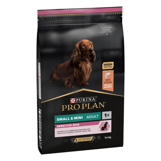 Purina Pro Plan Dog Small & Mini Adult SENSITIVE SKIN - за куче от малка/дребна порода, Сьомга, 7кг main product photo