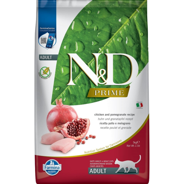 N&D PRIME CAT ADULT CHICKEN & POMEGRANATE - за котки над 1 г., с пиле и нар, 5кг main product photo