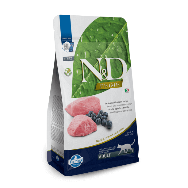 N&D PRIME CAT ADULT LAMB & BLUEBERRY - за котки над 1 г., с агне и боровинки, 300г main product photo
