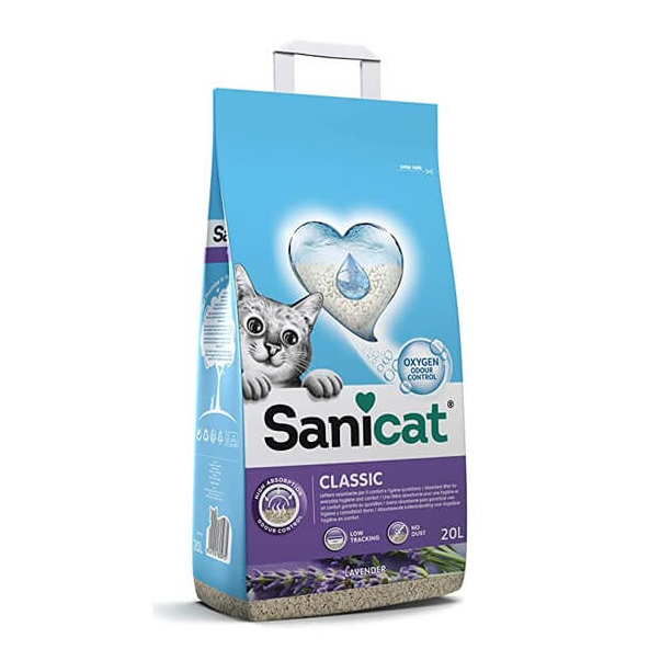 SANICAT CLASSIC LAVENDER котешка тоалетна- абсорбиращ класически бентонит, аромат лавандула, 20л main product photo
