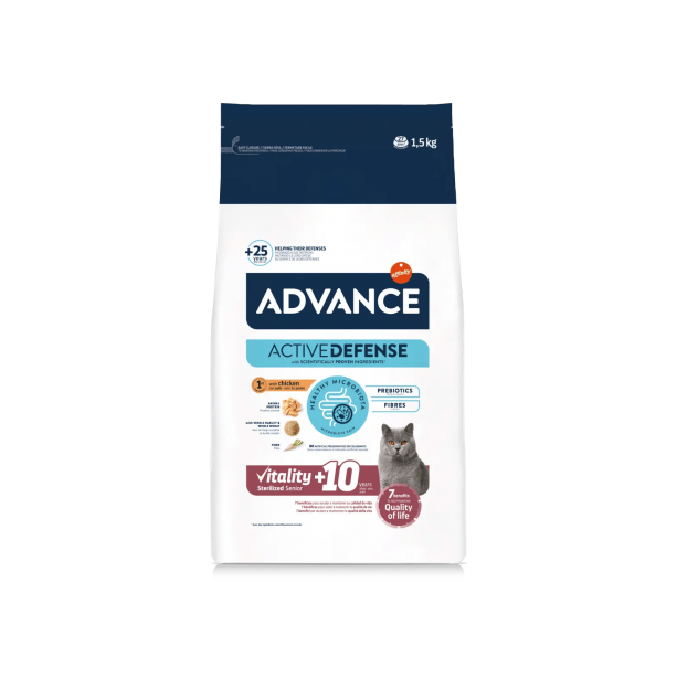 ADVANCE CAT SENIOR STERILIZED - за кастрирани възрастни котки над 10 год., Пиле и ечемик, 1.5кг main product photo