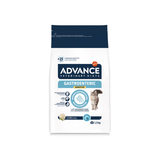 ADVANCE CAT VET DIETS GASTROENTERIC SENSITIVE-котки със заболявания стомашно-чревни и панкреас,1.5кг main product photo