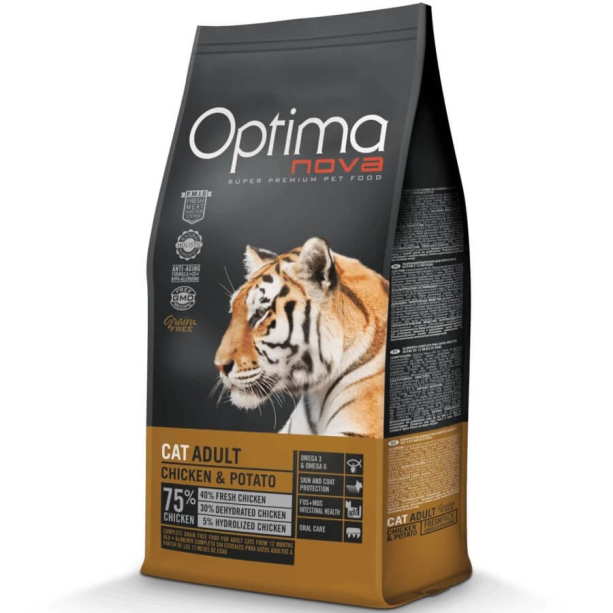 OPTIMA NOVA CAT ADULT CHICKEN&POTATO - за пораснали котки, Пиле и картоф, 2кг main product photo
