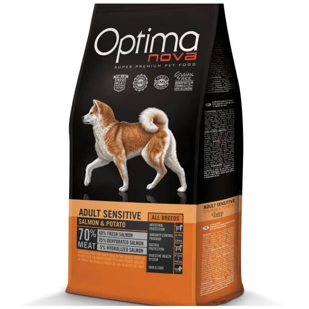 OPTIMA NOVA DOG ADULT SENSITIVE SALMON&POTATO - за пораснали кучета, Сьомга и картоф, 12кг main product photo