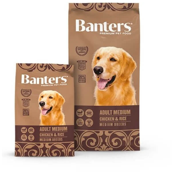 BANTERS DOG ADULT MEDIUM CHICKEN&RICE - за пораснали кучета, средни породи, Пиле и ориз, 15кг main product photo