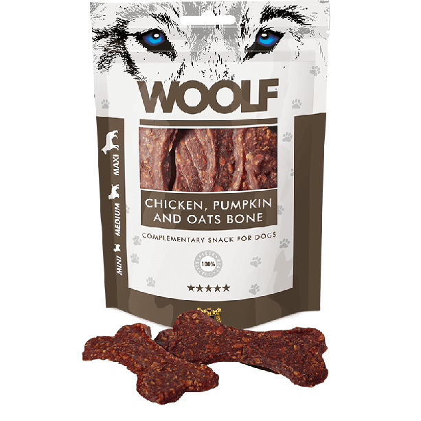 WOOLF лакомство за куче - кокалче от пилешко с тиква и овес, 100г main product photo