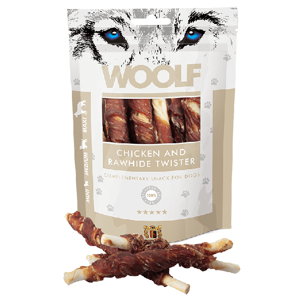 WOOLF лакомство за куче - солети от пресована кожа с пилешко филе, 100г main product photo