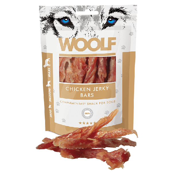 WOOLF JERKY BARS - лакомство за куче от пилешко месо, 100г main product photo