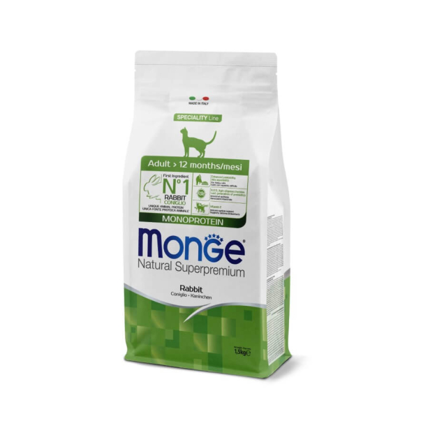 MONGE NS MONOPROTEIN CAT ADULT - за котки над 1г., Заек, 1.5кг main product photo