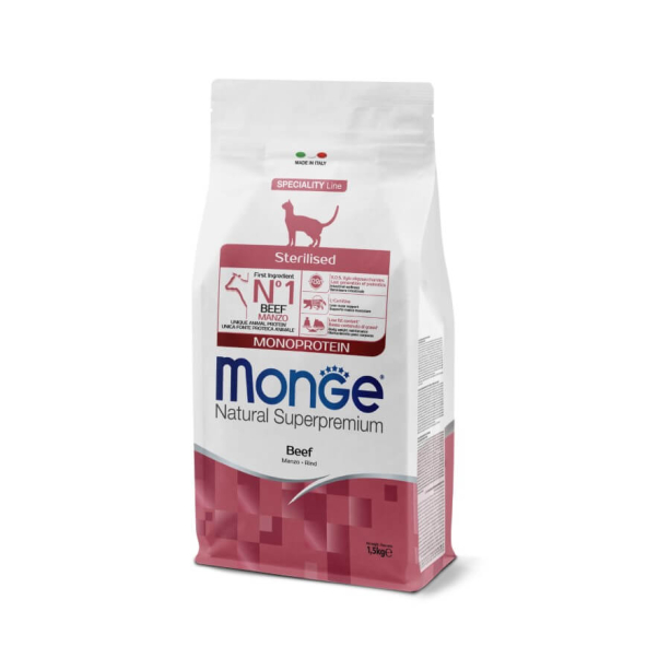 MONGE NS MONOPROTEIN CAT STERILISED - за кастрирани котки над 1г., Телешко, 1.5кг main product photo
