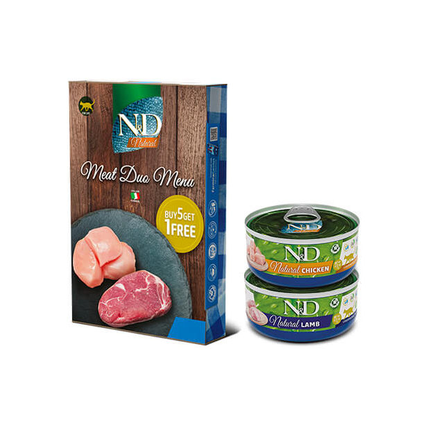 N&D NATURAL CAT MEAT DUO MENU 6бр. - за котки над 1г., 2 вида с Месо, консерви 6х70г (мултипак 420г) main product photo
