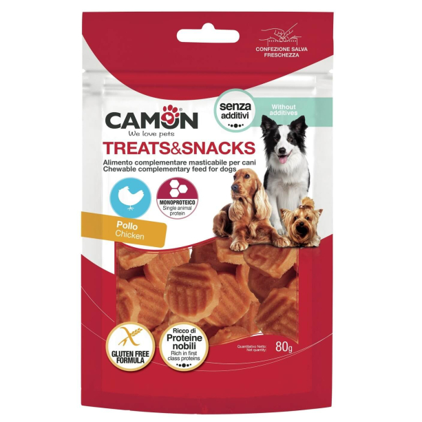 CAMON TREATS&SNACKS лакомство за куче - гриловани монетки с пилешко, 80г main product photo