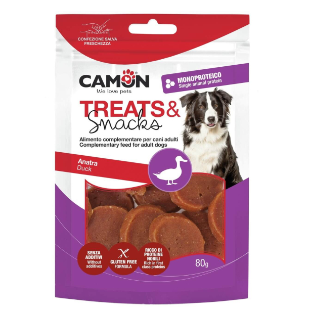 CAMON TREATS&SNACKS лакомство за куче - кръгли слайсчета с патешко, 80г main product photo