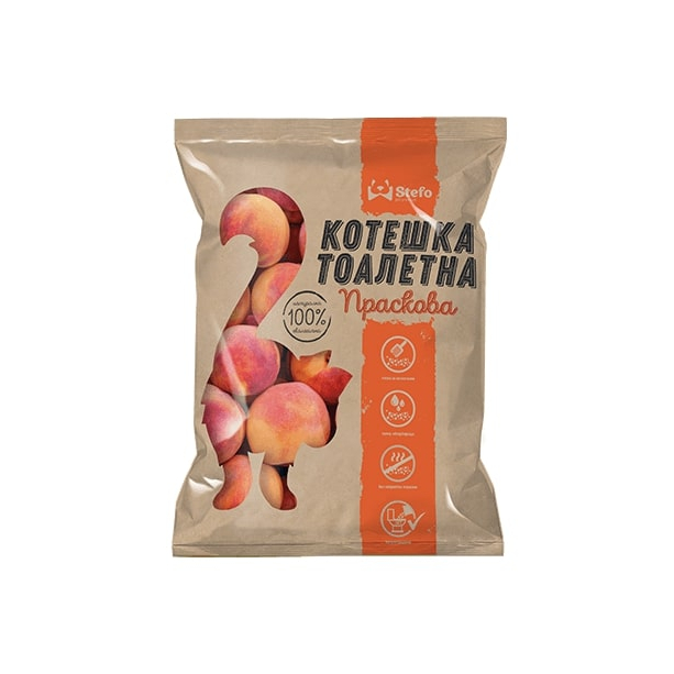 STEFO PEACH - екологична котешка тоалетна от соя, аромат праскова, 18л main product photo