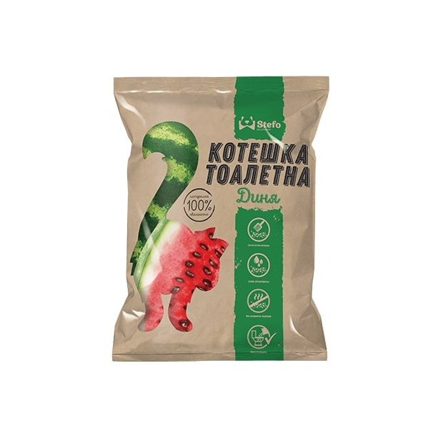 STEFO WATERMELON - екологична котешка тоалетна от соя, аромат диня, 18л main product photo