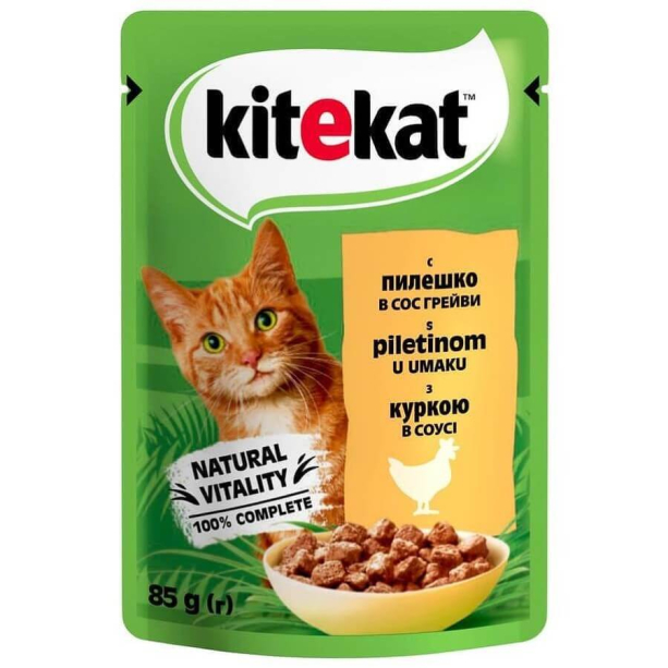 Kitekat Пауч с Пилешко в сос грейви, 85г main product photo