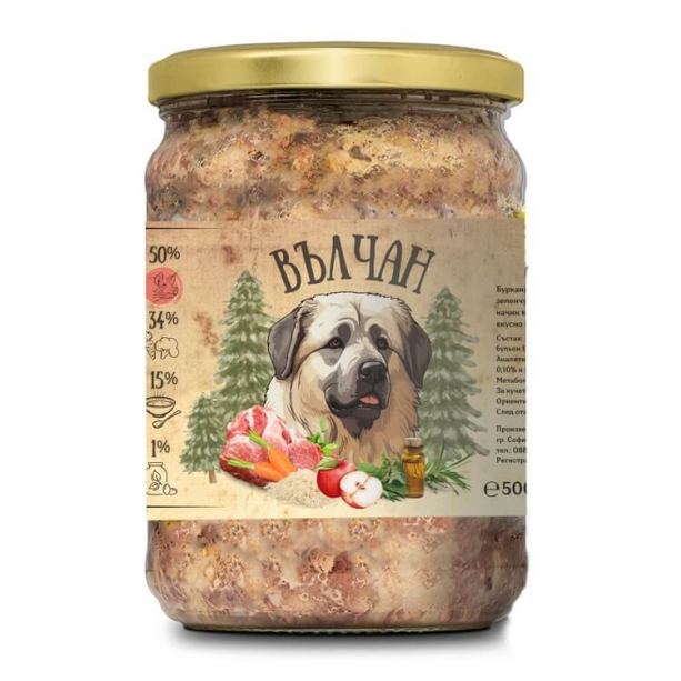 Вълчан – храна за кучета със свинско и зеленчуци, 500 г main product photo