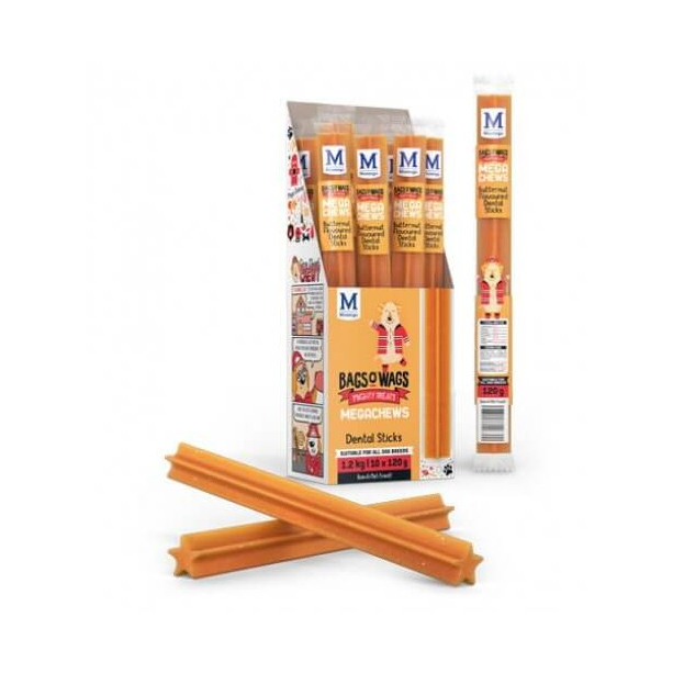 BAGS O’ WAGS MEGACHEWS DENTAL STICK BUTTERNUT - лакомство за куче мега дентастик с вкус Тиква, 120г main product photo