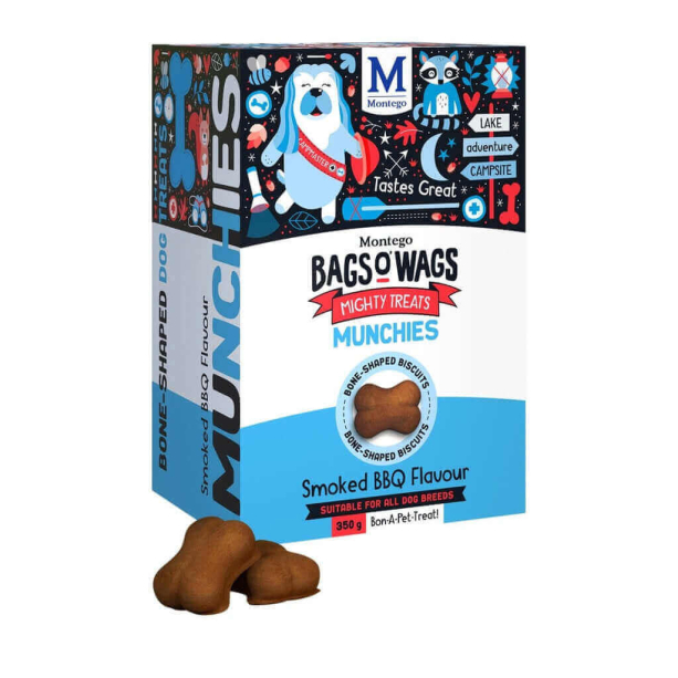 BAGS O’ WAGS MUNCHIES BBQ - кучешки бисквитки кокалчета с вкус Барбекю, 350г main product photo