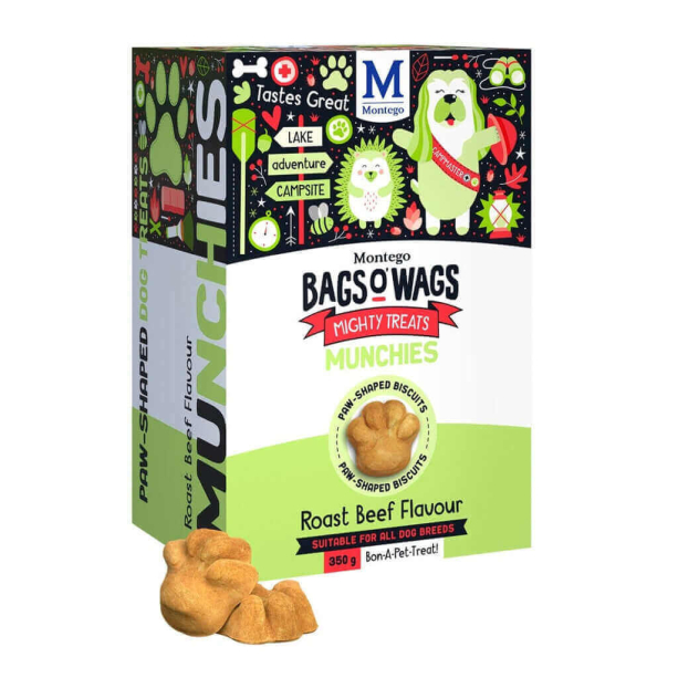 BAGS O’ WAGS MUNCHIES BEEF - кучешки бисквитки лапички с вкус Говеждо, 350г main product photo