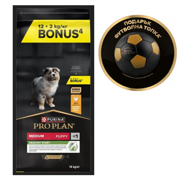Purina Pro Plan Puppy Medium - за подрастващи кучета от средни породи, Пиле, 12+2кг гратис main product photo