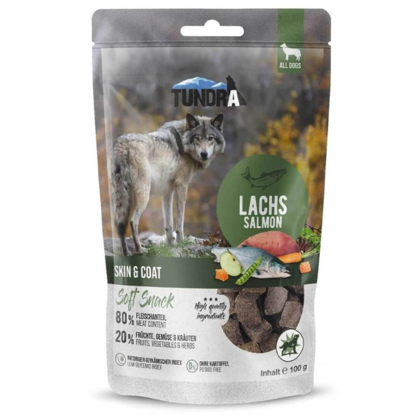 TUNDRA SOFT SNACK SKIN&COAT - лакомство за кучета за здрава кожа и козина, със Сьомга, 100 г main product photo