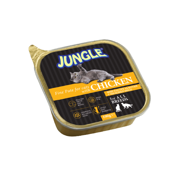 JUNGLE CAT CHICKEN - фин пастет за израстнали котки с Птиче месо, терин 100 г main product photo