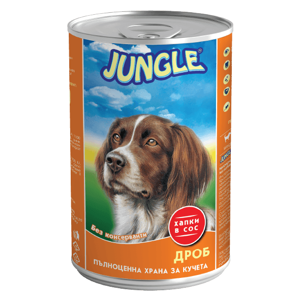 JUNGLE DOG - хапки в сос за израснали кучета с Дроб, консерва 1.240 кг main product photo