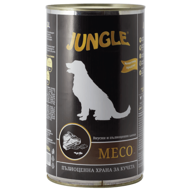 JUNGLE DOG - за израснали кучета хапки с Месо, консерва 1.250 кг main product photo