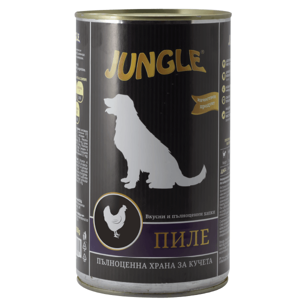 JUNGLE DOG - за израснали кучета хапки с Птиче месо, консерва 1.250 кг main product photo
