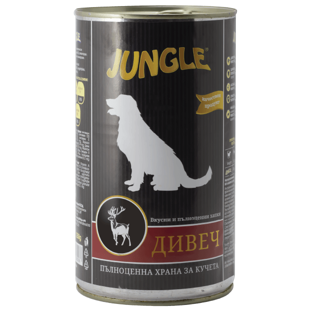 JUNGLE DOG - за израснали кучета хапки с месо от Дивеч, консерва 1.250 кг main product photo