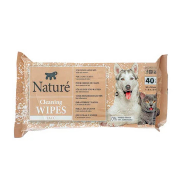 NATURE WIPES TALC - Почистващи кърпички с талк, за кучета и котки, 30х20см, 40бр. main product photo