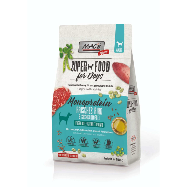 MAC'S DOG ADULT MONOPROTEIN - за пораснали кучета, Говеждо и сладък картоф, 750г main product photo