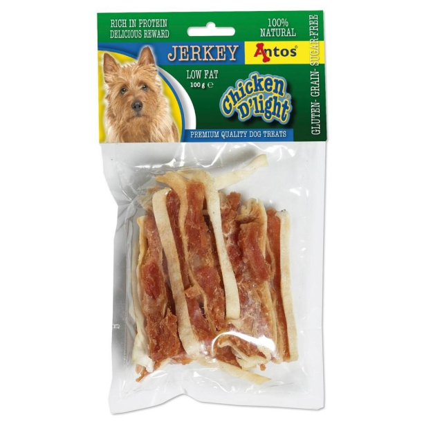 Antos Chicken D'light Jerkey лентички кожа и пиле 100 гр. main product photo