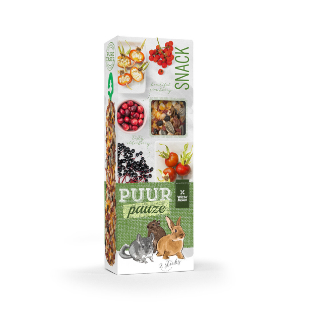 PUUR Pauze Sticks 2 броя крекери с червени боровинки, бъз, шипка и офика за заек, чинчила и дегу 110 main product photo