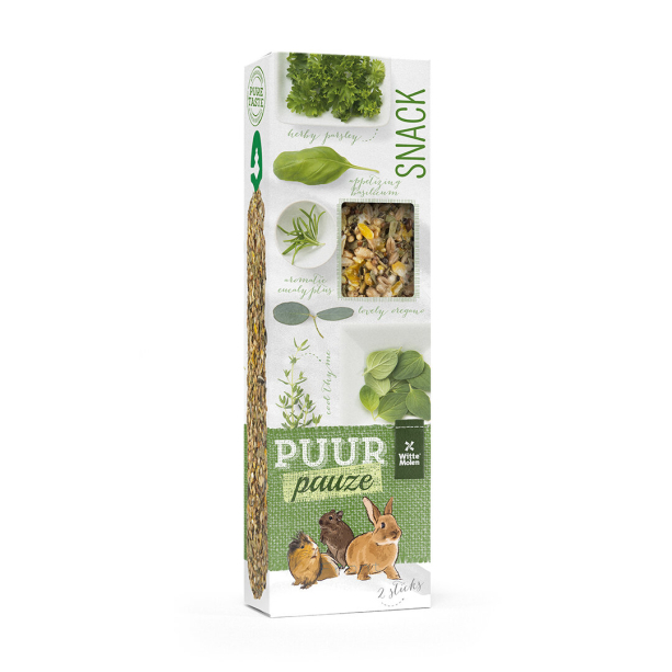 PUUR Pauze Sticks 2 броя крекери с евкалипт, мащерка и босилек за заек, дегу и морско свинче 180 гр. main product photo