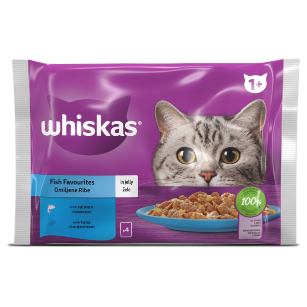 Whiskas Пауч Рибни Ястия в желе, 4x85г main product photo