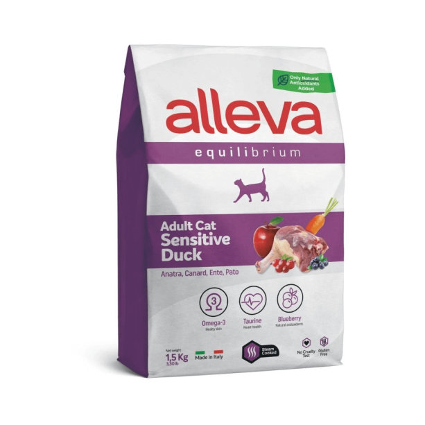 Храна за котки alleva equilibrium sensitive (adult cat) с патешко, 1.5кг. main product photo
