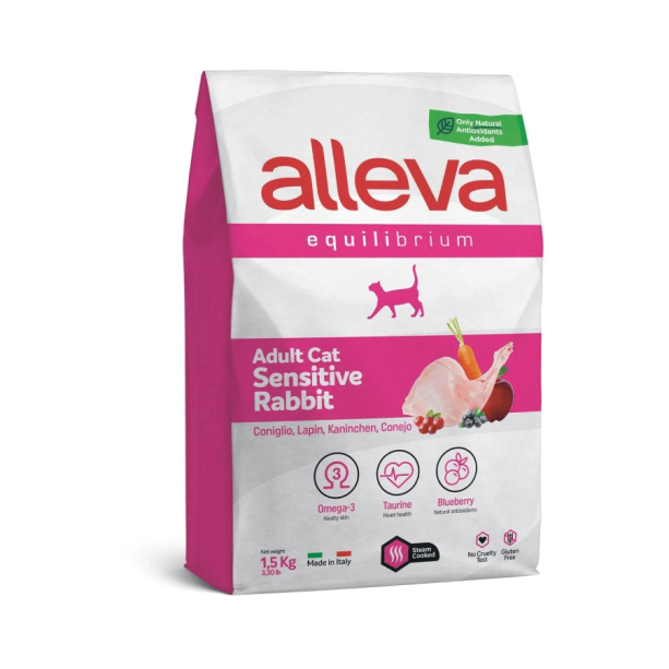 Храна за котки alleva equilibrium sensitive (adult cat) със заешко, 1.5кг. main product photo