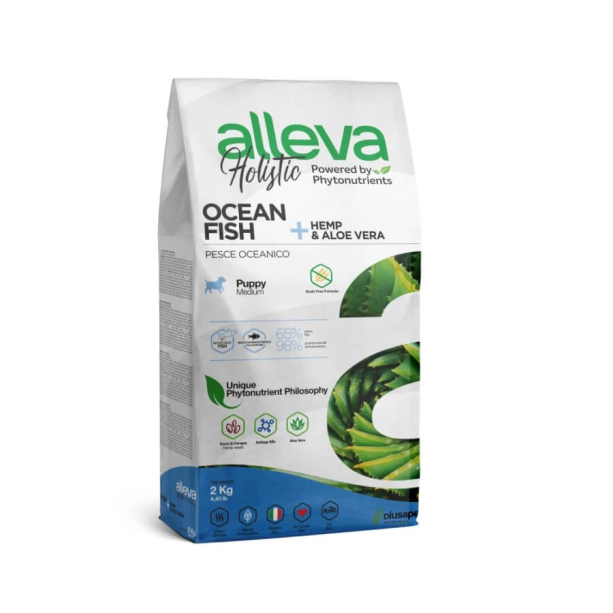 Храна за кучета alleva holistic puppy medium с океанска риба, Канабис Сатива и Алое Вера 2 кг, main product photo