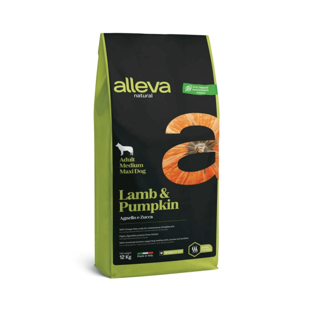 Храна за кучета alleva natural adult medium/maxi с агнешко и тиква 12кг. main product photo